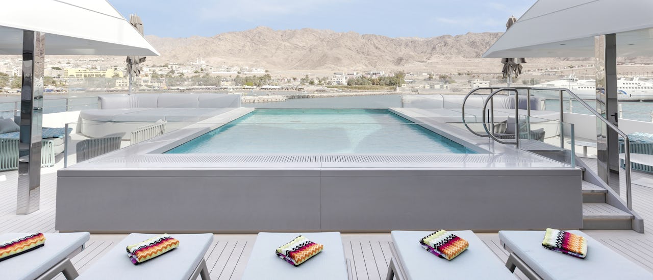 Head to the pool deck for a relaxing dip