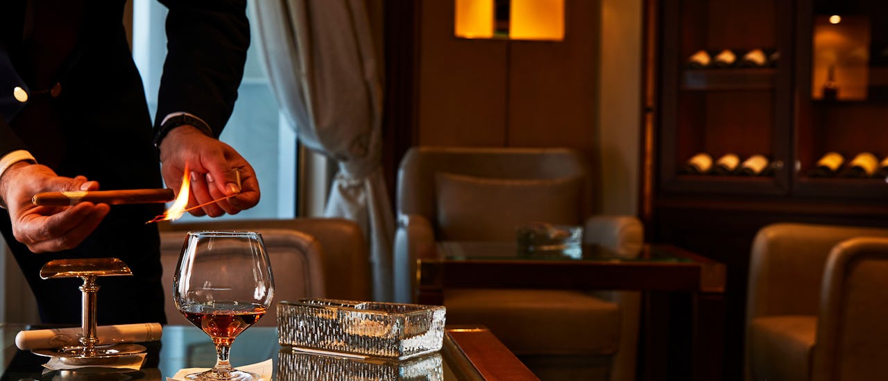 Connoisseur’s Corner offers exceptional cognacs and a premium selection of cigars to purhcase