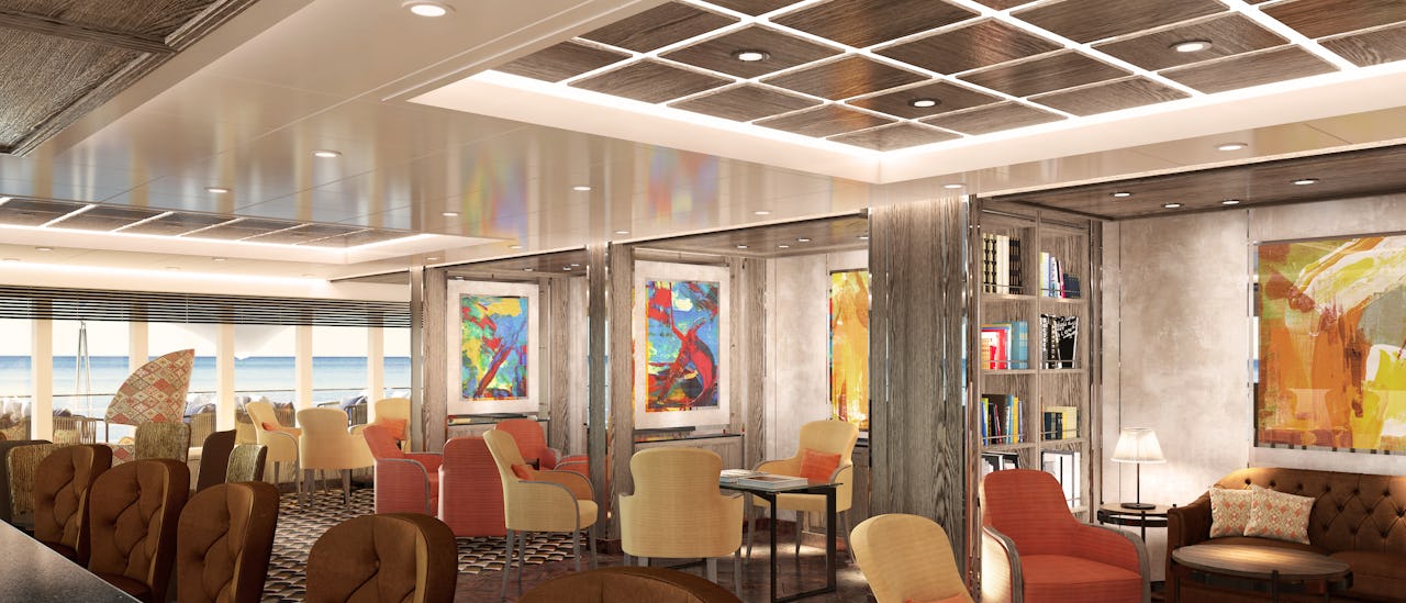 Arts Cafe is a casual bar lounge serving complimentary snacks and beverages