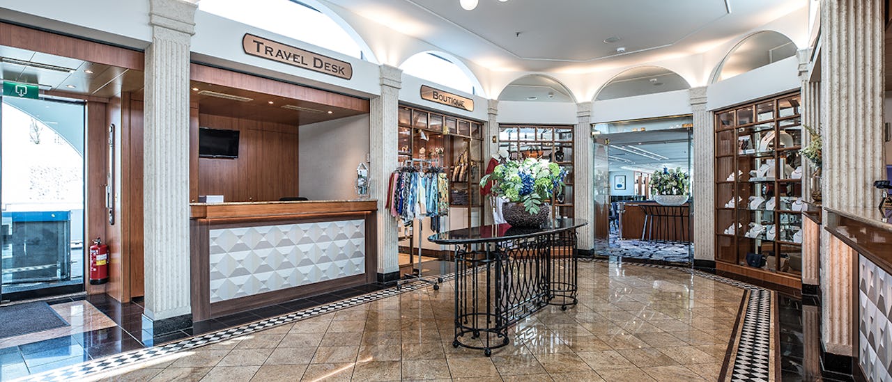 You are welcomed aboard through a welcoming lobby