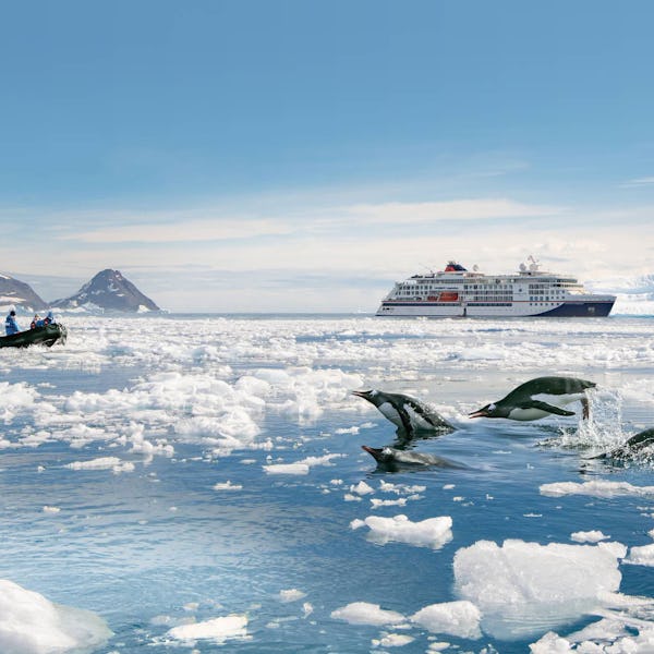 Jäävuorten, pingviinien tai jääkarhujen keskellä